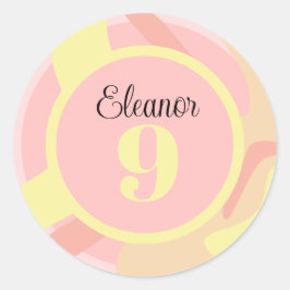 Summer Pink Yellow Creme Moderne Personalisiert Runder Aufkleber
