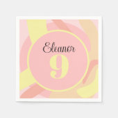 Summer Pink Yellow Creme Moderne Personalisiert Serviette (Vorderseite)
