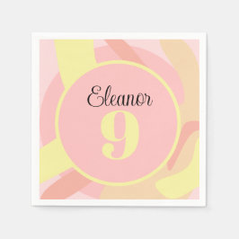 Summer Pink Yellow Creme Moderne Personalisiert Serviette