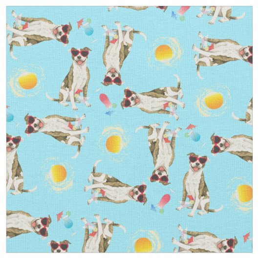 Summer Pit Bull Terrier Fabric Stoff (Nahaufnahme)