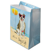 Summer Pit Bull Terrier Medium Gift Bag Mittlere Geschenktüte (Vorderseite Schrägansicht)