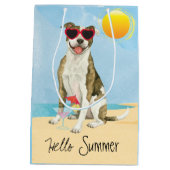 Summer Pit Bull Terrier Medium Gift Bag Mittlere Geschenktüte (Rückseite)