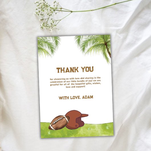 Summer Plam Tree Football Sport Boy Baby Shower Dankeskarte