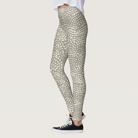 Summer Polka Dot Snow Leopard Simple Trendy Gray Leggings (Links)
