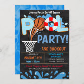 Summer Pool Basketball Party Einladung (Vorne/Hinten)