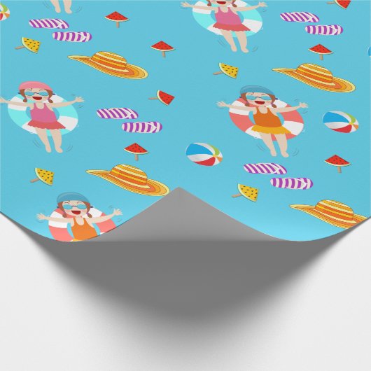 Summer Pool Beach Life Packaging Papier Geschenkpapier (Ecke)