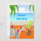 Summer Pool Beach Party Cocktails Tropischer Stran Einladung (Vorderseite)
