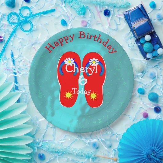 Summer Pool Beach Party Niedlich Drehtest Flop Gra Pappteller (Party)