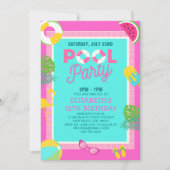 Summer Pool Birthday Bash Girl Einladung (Vorderseite)