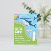 Summer Pool Birthday Party zum Thema Haifisch Postkarte (Stehend Vorderseite)