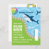 Summer Pool Birthday Party zum Thema Haifisch Postkarte (Vorne/Hinten)