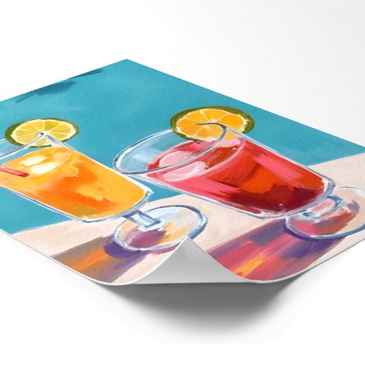 Summer Pool Cocktails Poster (Ecke)