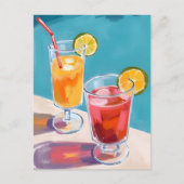 Summer Pool Cocktails Postkarte (Vorderseite)
