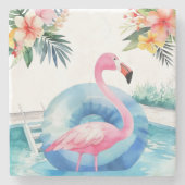 Summer Pool Flamingo Steinuntersetzer (Vorderseite)