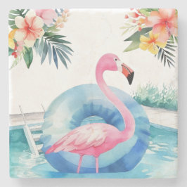 Summer Pool Flamingo Steinuntersetzer