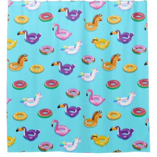 Summer Pool Float Muster Duschvorhang (Vorderseite)