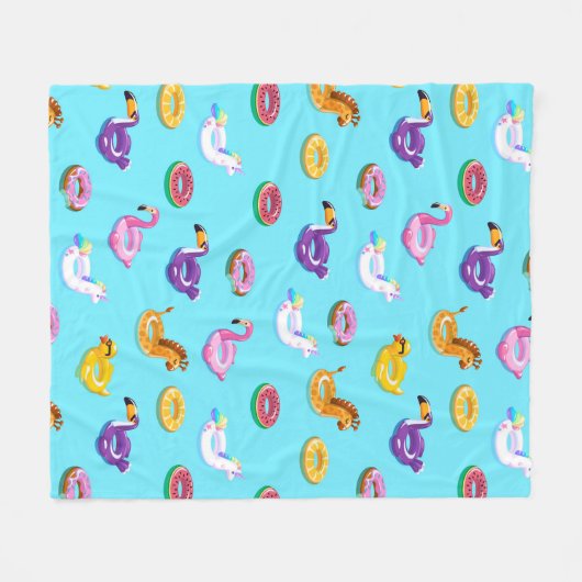Summer Pool Float Muster Fleecedecke (Vorderseite (Horizontal))