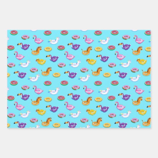 Summer Pool Float Muster Geschenkpapier Set (Vorderseite 3)
