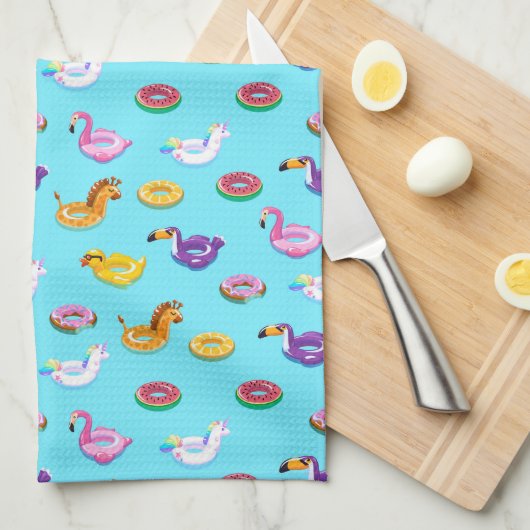 Summer Pool Float Muster Geschirrtuch (Viertel Falte)