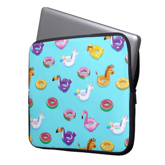 Summer Pool Float Muster Laptopschutzhülle (Vorderseite Links)