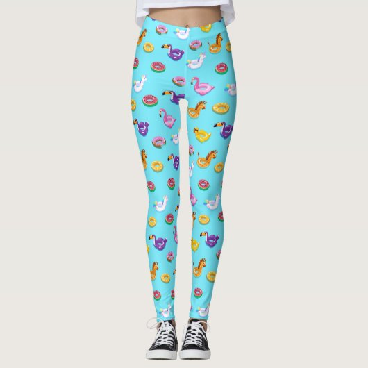 Summer Pool Float Muster Leggings (Vorderseite)