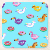 Summer Pool Float Muster Rechteckiger Pappuntersetzer (Vorderseite)