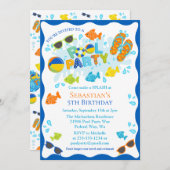 Summer Pool Geburtstagsparty Einladung (Vorne/Hinten)