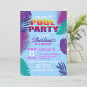 Summer Pool Party 16. Geburtstagsfeier Einladung (Stehend Vorderseite)