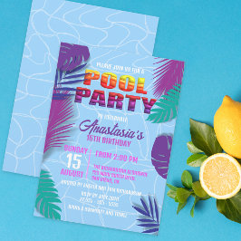Summer Pool Party 16. Geburtstagsfeier Einladung