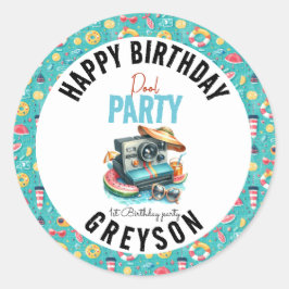 Summer Pool Party 2. Geburtstag Runder Aufkleber