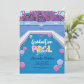 Summer Pool Party Abschluss Einladung (Stehend Vorderseite)