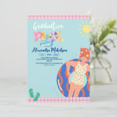 Summer Pool Party Abschluss Einladung (Stehend Vorderseite)