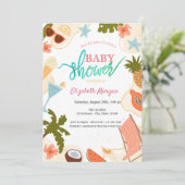 Summer Pool Party Baby Shower Einladung (Stehend Vorderseite)