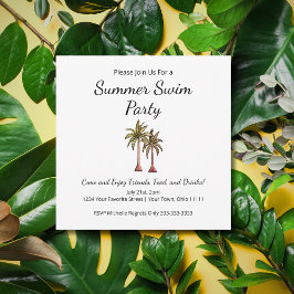 Summer Pool Party Beach Tropical Palmen Einladung
