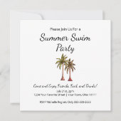 Summer Pool Party Beach Tropical Palmen Einladung (Vorderseite)