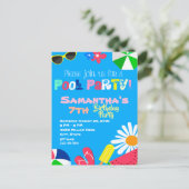 Summer Pool Party Birthday Beach Ball Sonnenbrille Postkarte (Stehend Vorderseite)