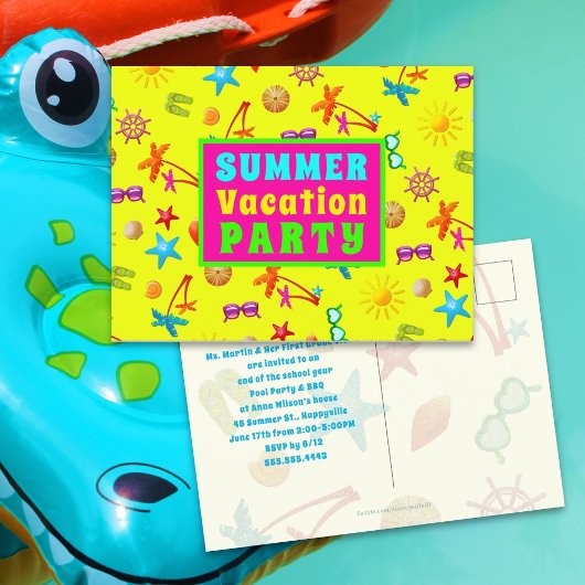 Summer Pool Party Class Ende Schule Postkarte