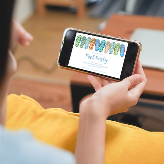 Summer Pool Party Cust Flip Flops Einladung