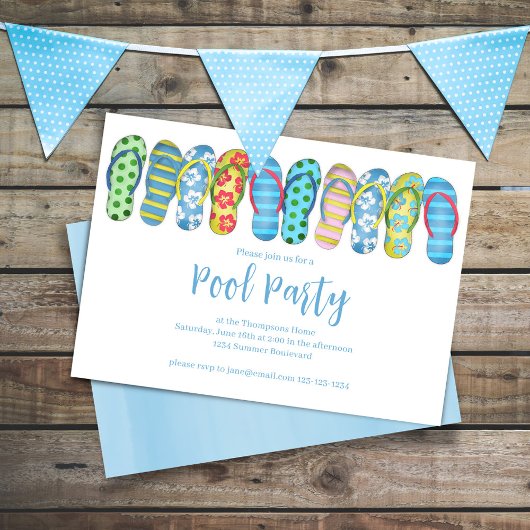 Summer Pool Party Cust Flip Flops Einladung