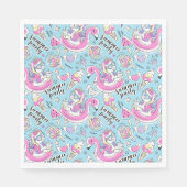Summer Pool Party Einhorn Serviette (Vorderseite)