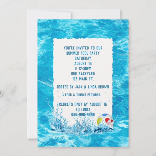 Summer Pool Party Einladung (Rückseite)