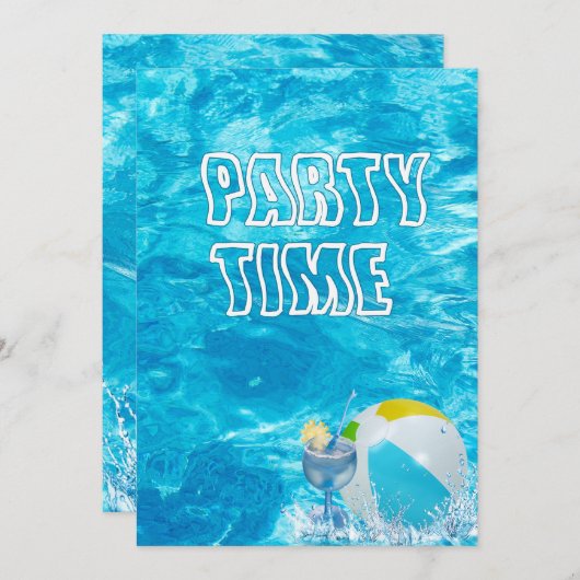 Summer Pool Party Einladung (Vorne/Hinten)