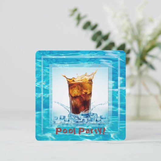 Summer Pool Party Einladung (Stehend Vorderseite)