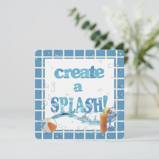 Summer Pool Party Einladung (Stehend Vorderseite)