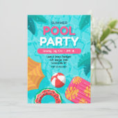 Summer Pool Party Einladung (Stehend Vorderseite)