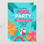 Summer Pool Party Einladung (Vorne/Hinten)