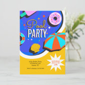 Summer Pool Party Einladung (Stehend Vorderseite)