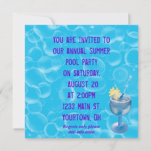 Summer Pool Party Einladung (Rückseite)