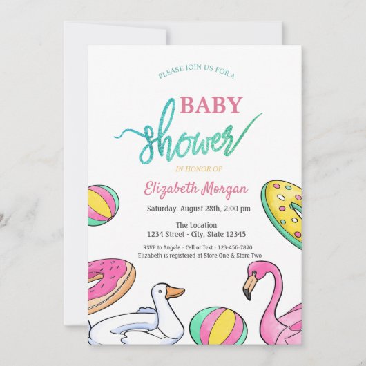 Summer Pool Party Einladung (Vorderseite)