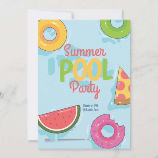 Summer Pool Party Einladung, Backyard Party Einladung (Vorderseite)